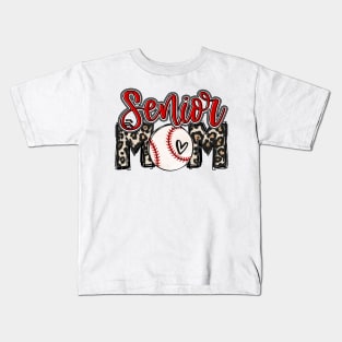 Senior Baseball Mom Leopard Kids T-Shirt